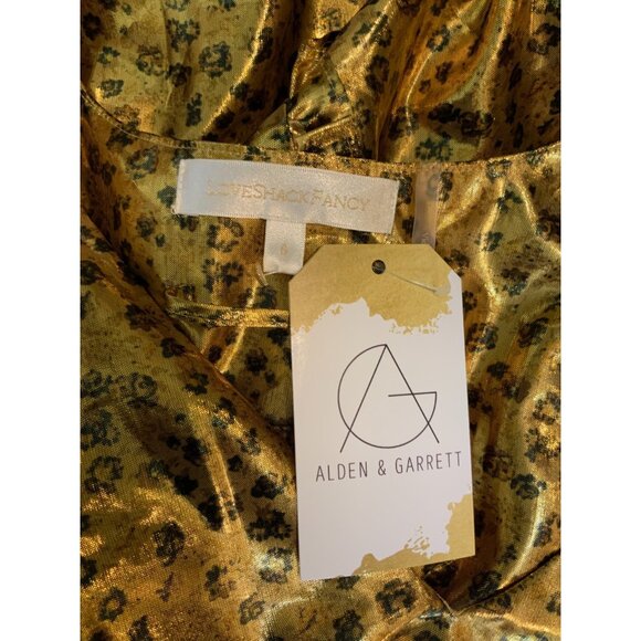 LoveShackFancy Zoya Dress Metallic Safari Gold Ruffle, Size 6, New! - Picture 7 of 8